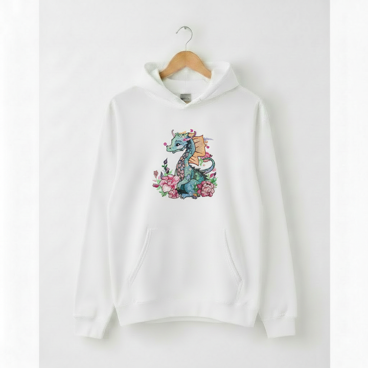 Floral Dragon Machine Embroidered Hoodie – Hand Finished in Dubai | EmbroMania