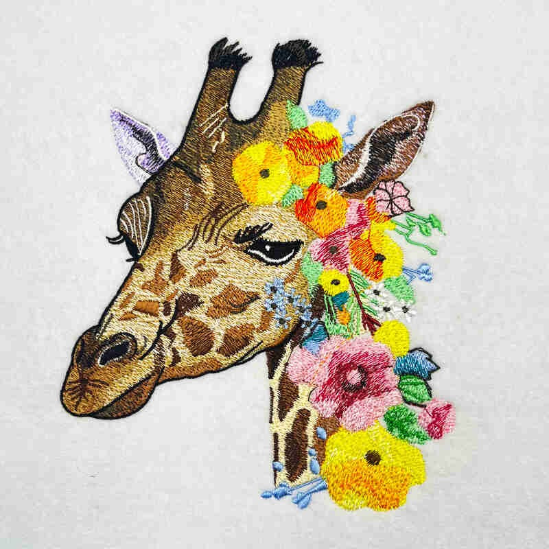 Floral Giraffe Machine Embroidered Sweatshirt – Hand Finished in Dubai | EmbroMania