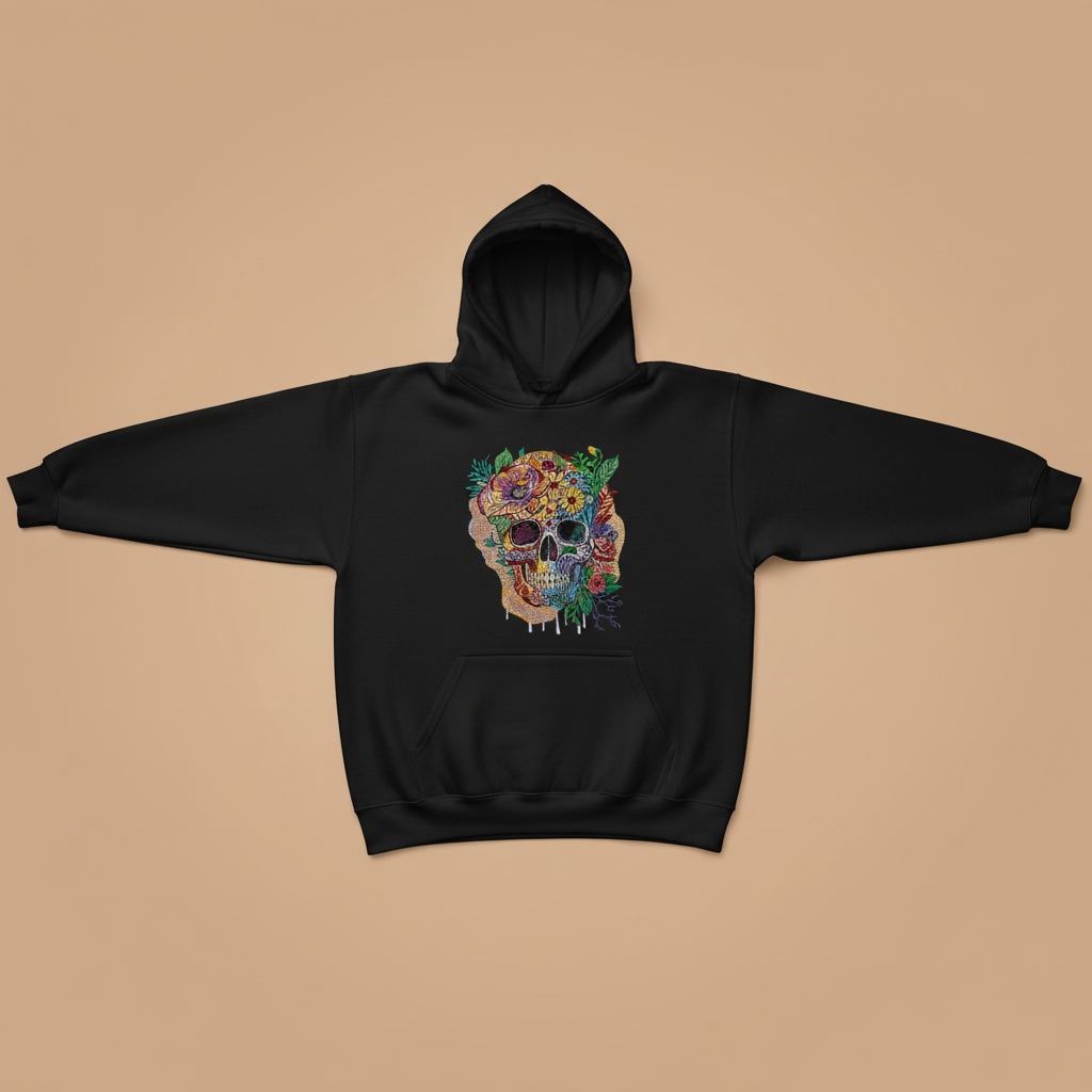 Carnival Skull — Embroidered Hoodie