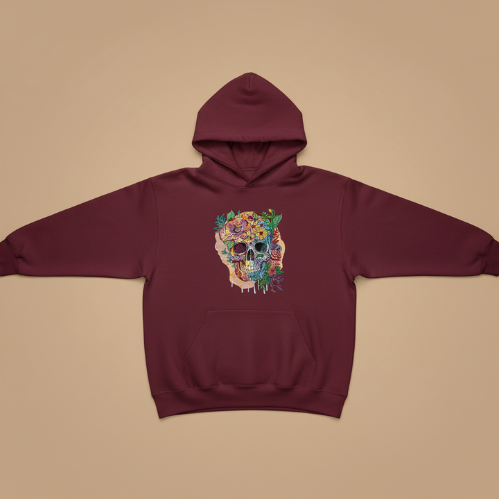 Carnival Skull Machine Embroidered Hoodie – Hand Finished in Dubai | EmbroMania