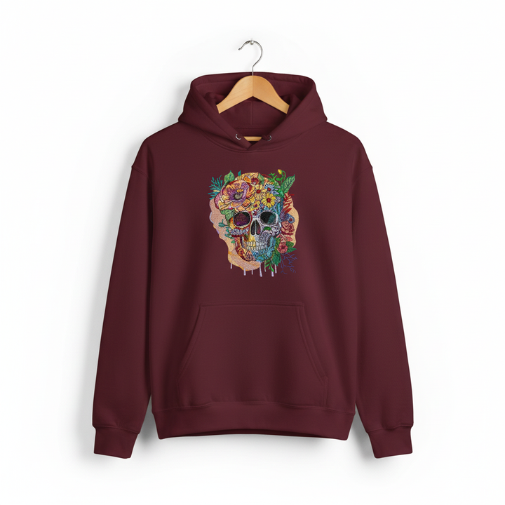 Carnival Skull Machine Embroidered Hoodie – Hand Finished in Dubai | EmbroMania