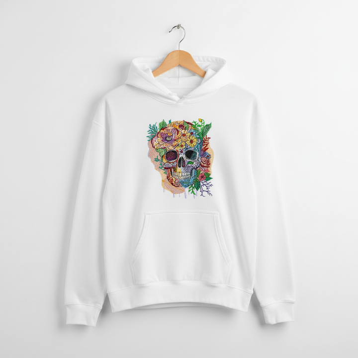 Carnival Skull Machine Embroidered Hoodie – Hand Finished in Dubai | EmbroMania