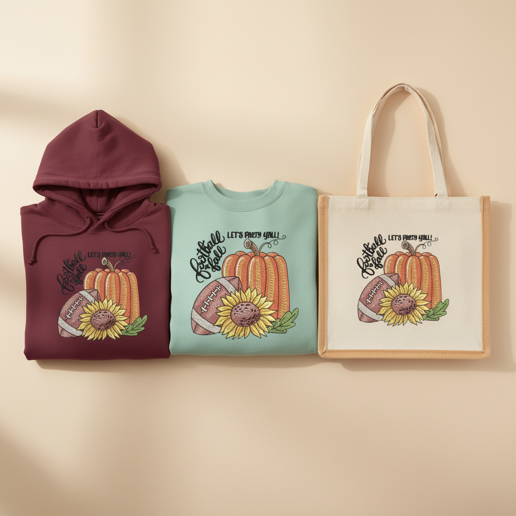 Football & Fall Party Machine Embroidered Sweatshirt – Hand Finished in Dubai | EmbroMania