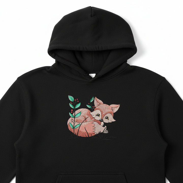 Fox &amp; Wildflowers Machine Embroidered Sweatshirt – Hand Finished in Dubai | EmbroMania