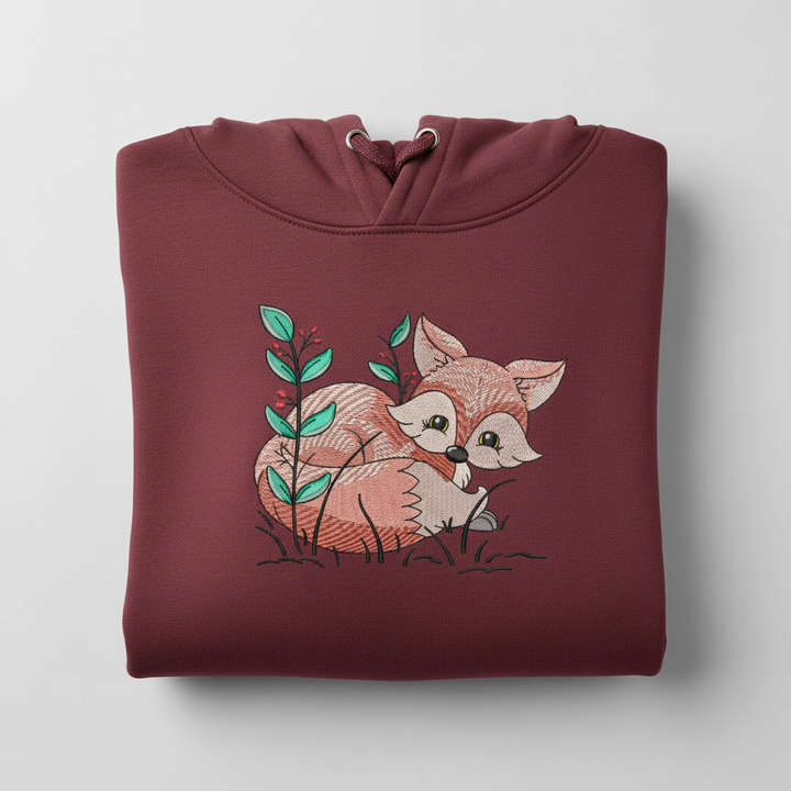 Fox &amp; Wildflowers Machine Embroidered Sweatshirt – Hand Finished in Dubai | EmbroMania