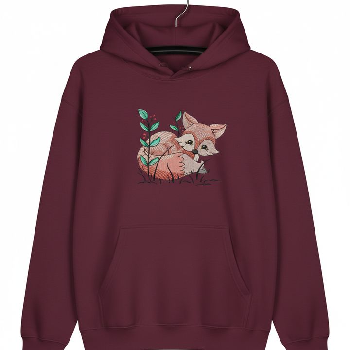 Fox &amp; Wildflowers Machine Embroidered Sweatshirt – Hand Finished in Dubai | EmbroMania