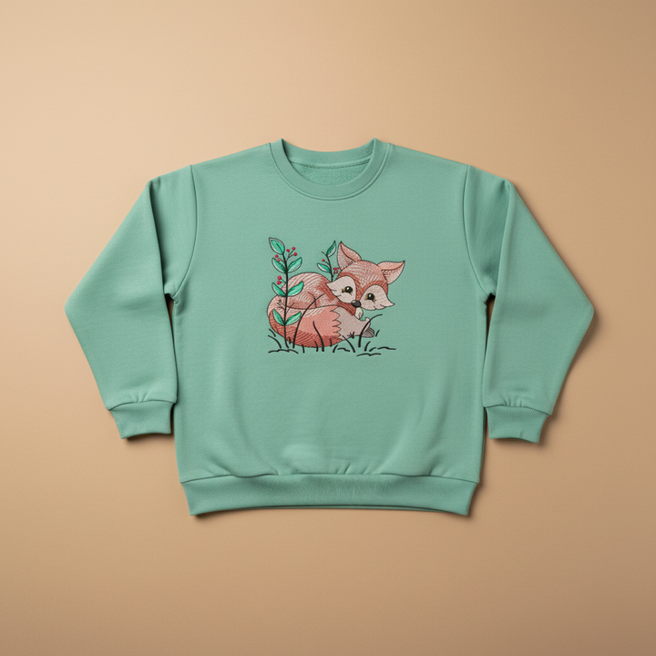 Fox &amp; Wildflowers Machine Embroidered Sweatshirt – Hand Finished in Dubai | EmbroMania