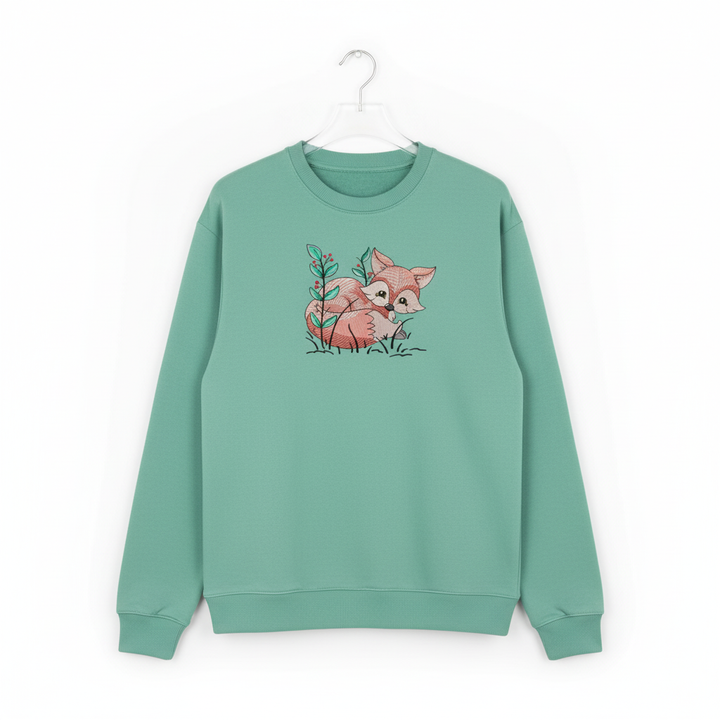Fox &amp; Wildflowers Machine Embroidered Sweatshirt – Hand Finished in Dubai | EmbroMania