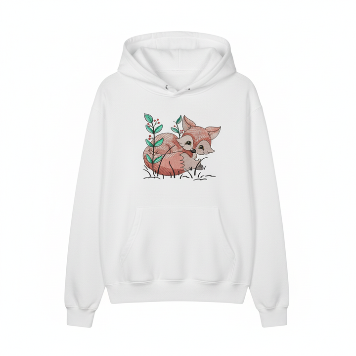 Fox &amp; Wildflowers Machine Embroidered Sweatshirt – Hand Finished in Dubai | EmbroMania