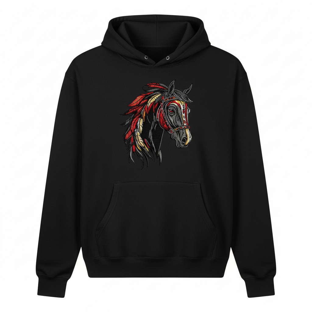 Free Spirit Horse Fire Mane — Embroidered Hoodie