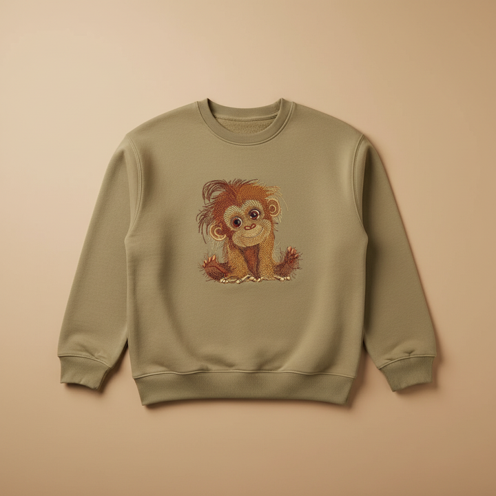 Baby Orangutan Machine Embroidered Sweatshirt – Hand Finished in Dubai | EmbroMania