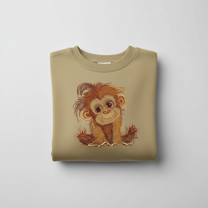 Baby Orangutan Machine Embroidered Sweatshirt – Hand Finished in Dubai | EmbroMania
