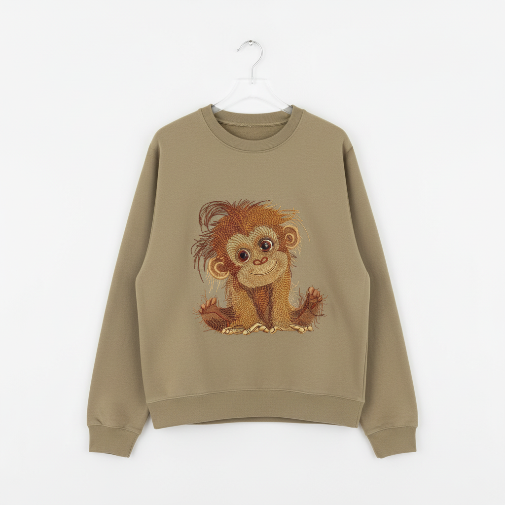 Baby Orangutan Machine Embroidered Sweatshirt – Hand Finished in Dubai | EmbroMania