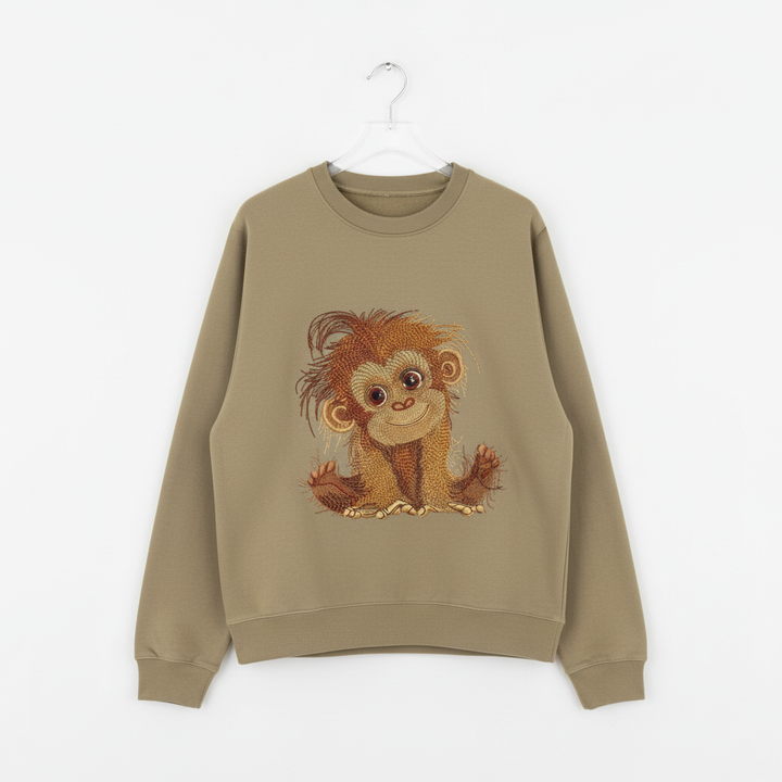 Baby Orangutan Machine Embroidered Sweatshirt – Hand Finished in Dubai | EmbroMania