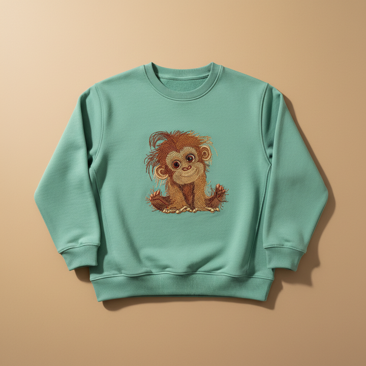 Baby Orangutan Machine Embroidered Sweatshirt – Hand Finished in Dubai | EmbroMania
