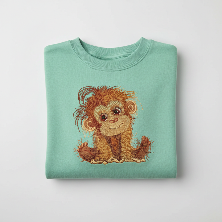 Baby Orangutan Machine Embroidered Sweatshirt – Hand Finished in Dubai | EmbroMania