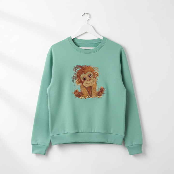 Baby Orangutan Machine Embroidered Sweatshirt – Hand Finished in Dubai | EmbroMania