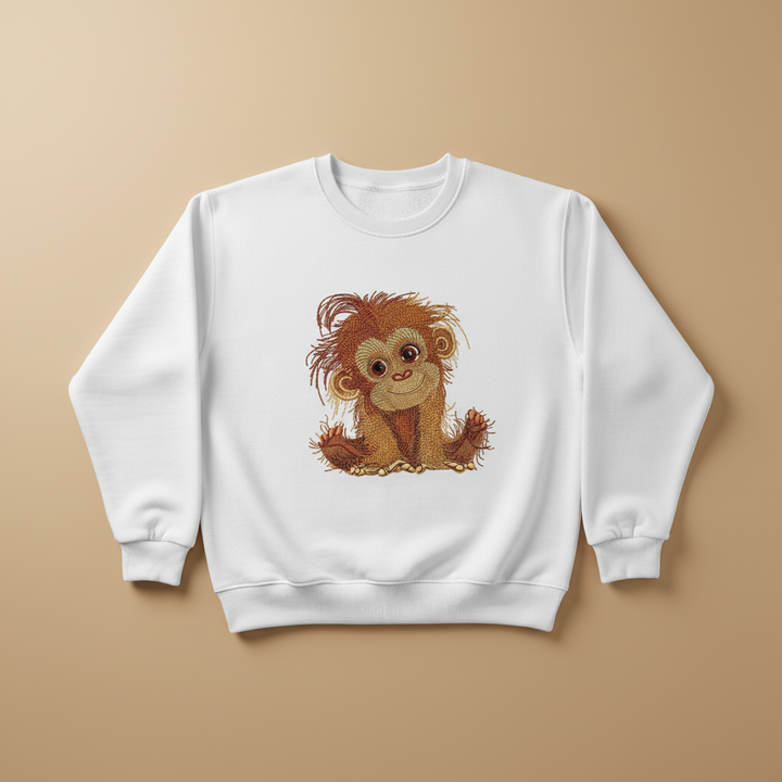 Baby Orangutan Machine Embroidered Sweatshirt – Hand Finished in Dubai | EmbroMania
