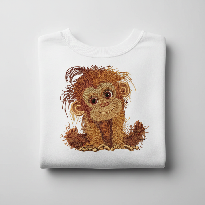 Baby Orangutan Machine Embroidered Sweatshirt – Hand Finished in Dubai | EmbroMania