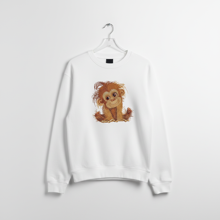 Baby Orangutan Machine Embroidered Sweatshirt – Hand Finished in Dubai | EmbroMania
