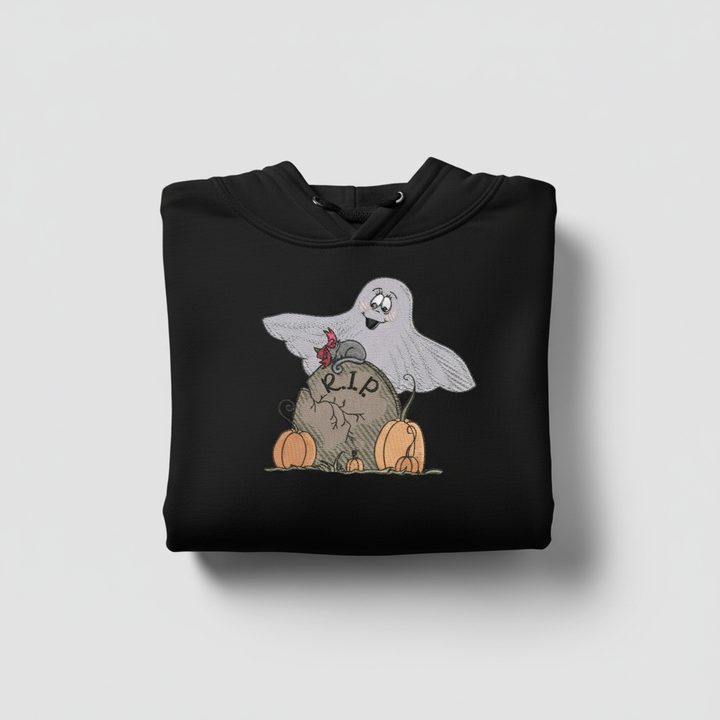 Ghost Pumpkin Machine Embroidered Sweatshirt – Hand Finished in Dubai | EmbroMania