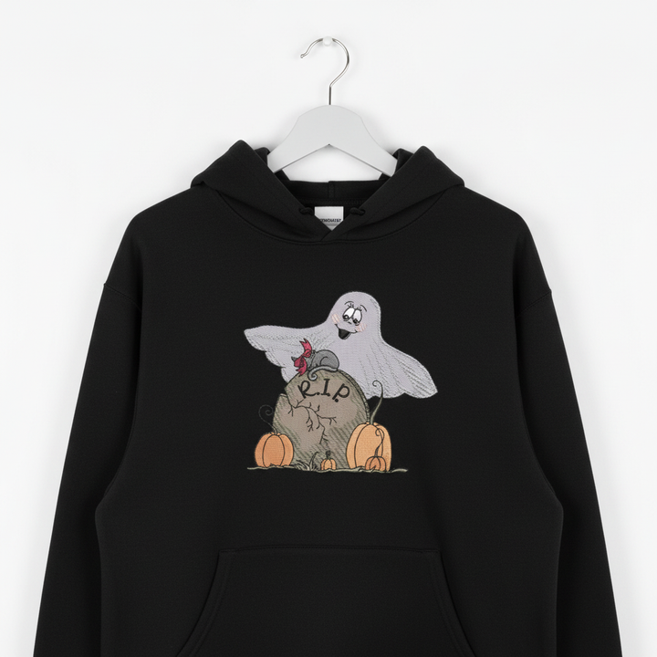Ghost Pumpkin Machine Embroidered Sweatshirt – Hand Finished in Dubai | EmbroMania