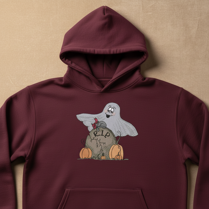 Ghost Pumpkin Machine Embroidered Sweatshirt – Hand Finished in Dubai | EmbroMania