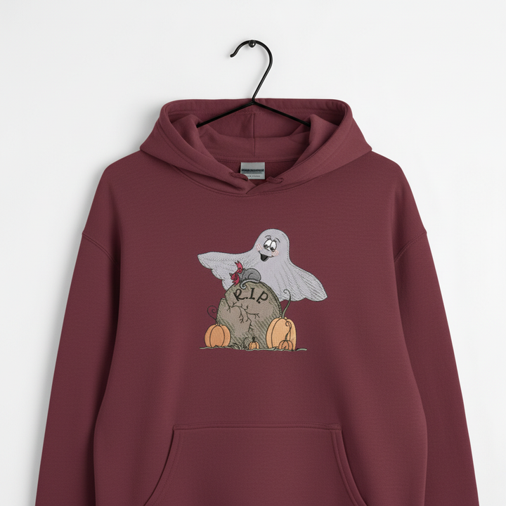Ghost Pumpkin Machine Embroidered Sweatshirt – Hand Finished in Dubai | EmbroMania