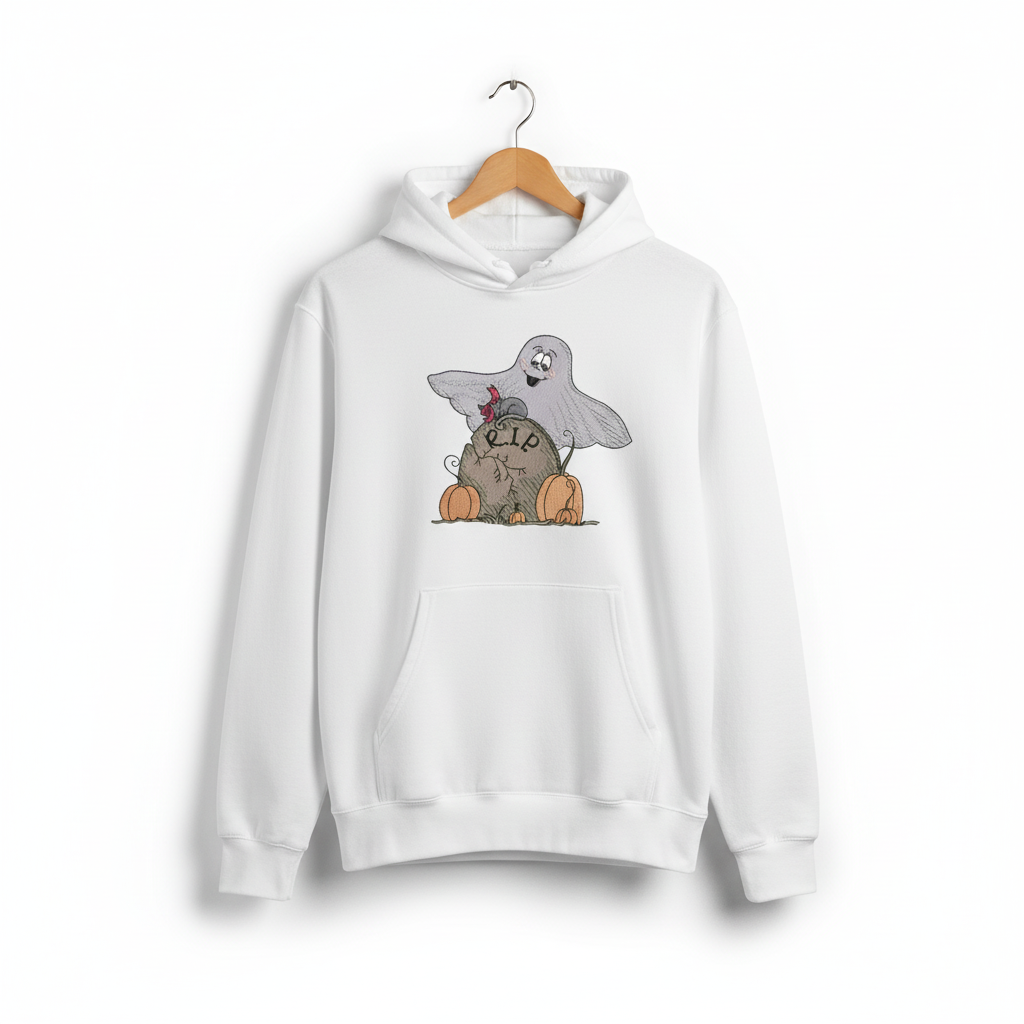 Ghost Pumpkin Machine Embroidered Sweatshirt – Hand Finished in Dubai | EmbroMania