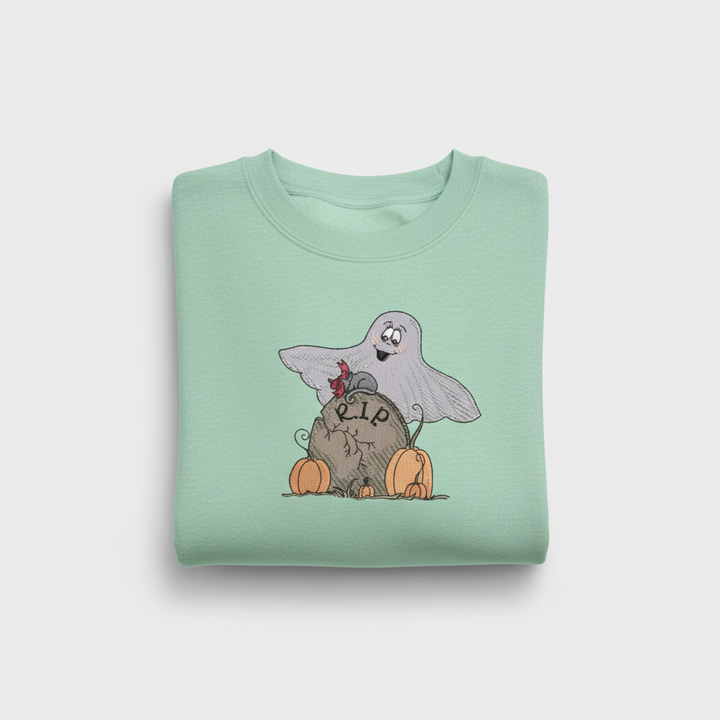 Ghost Pumpkin Machine Embroidered Sweatshirt – Hand Finished in Dubai | EmbroMania