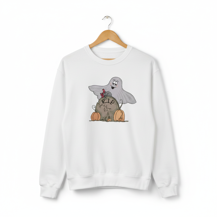 Ghost Pumpkin Machine Embroidered Sweatshirt – Hand Finished in Dubai | EmbroMania