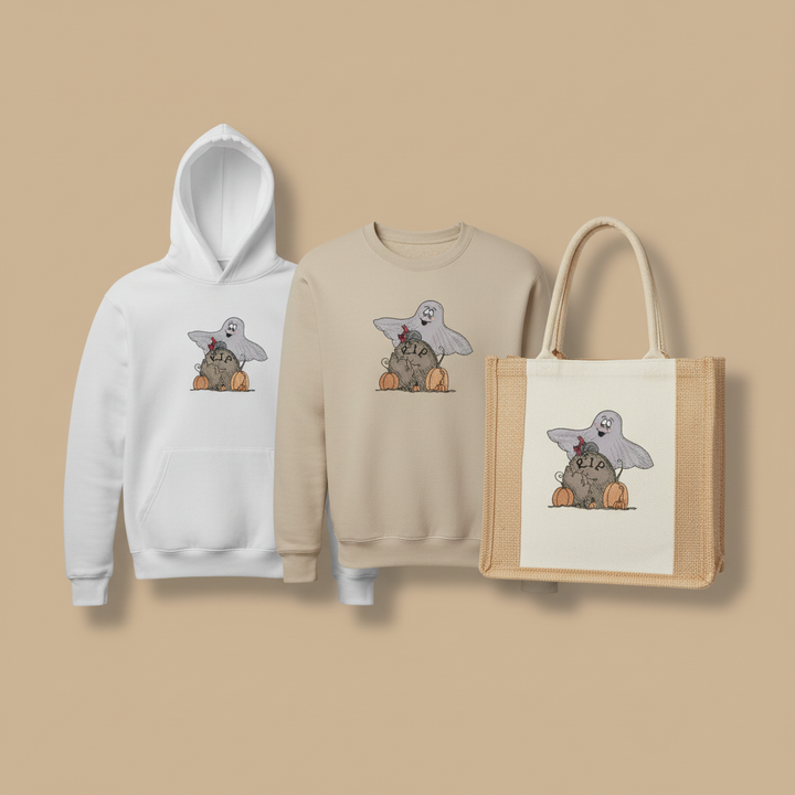 Ghost Pumpkin Machine Embroidered Sweatshirt – Hand Finished in Dubai | EmbroMania