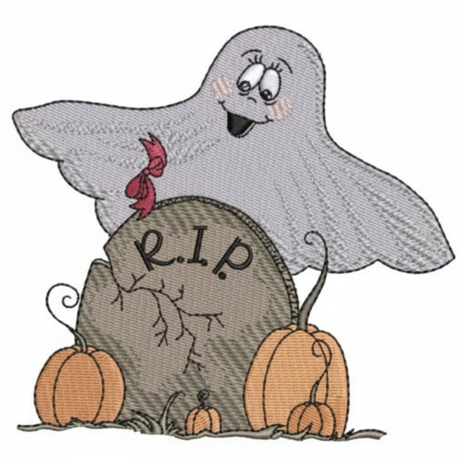 Ghost Pumpkin Machine Embroidered Sweatshirt – Hand Finished in Dubai | EmbroMania
