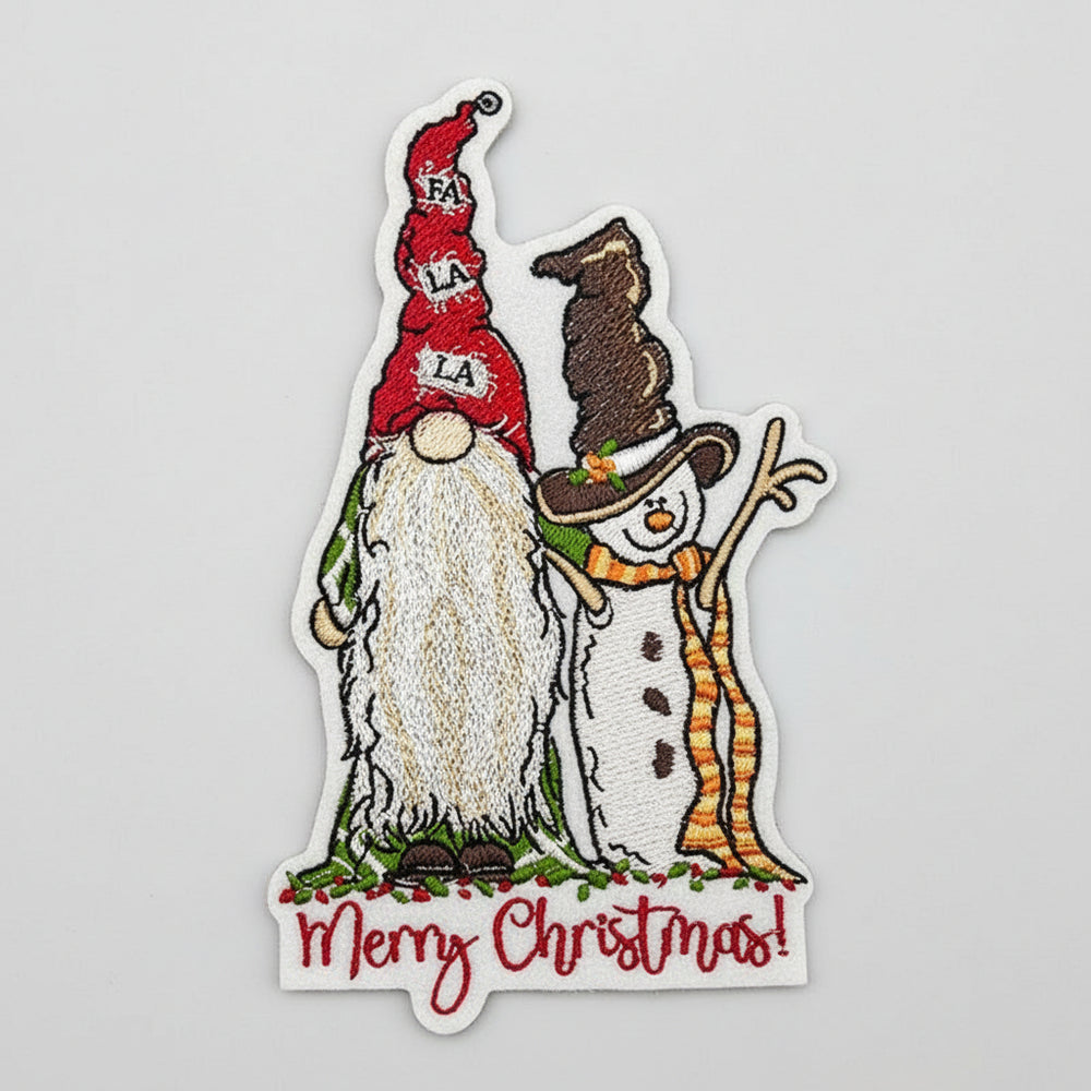 Gnome & Snowman Merry Christmas Machine Embroidered Sweatshirt – Hand Finished in Dubai | EmbroMania