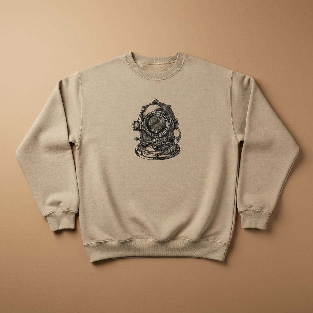 Nautical Helmet Machine Embroidered Sweatshirt – Hand Finished in Dubai | EmbroMania