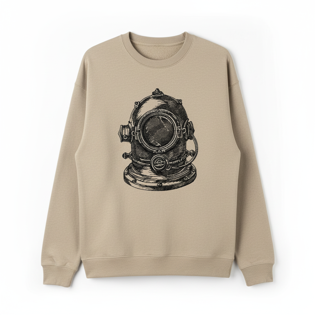 Nautical Helmet Machine Embroidered Sweatshirt – Hand Finished in Dubai | EmbroMania