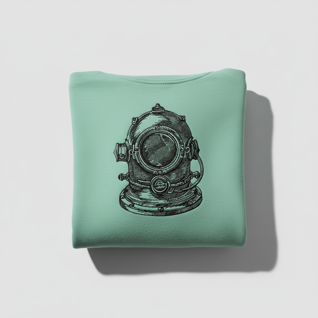 Nautical Helmet Machine Embroidered Sweatshirt – Hand Finished in Dubai | EmbroMania
