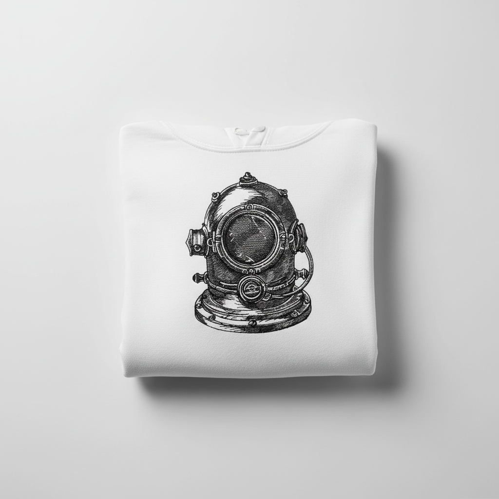 Nautical Helmet Machine Embroidered Sweatshirt – Hand Finished in Dubai | EmbroMania