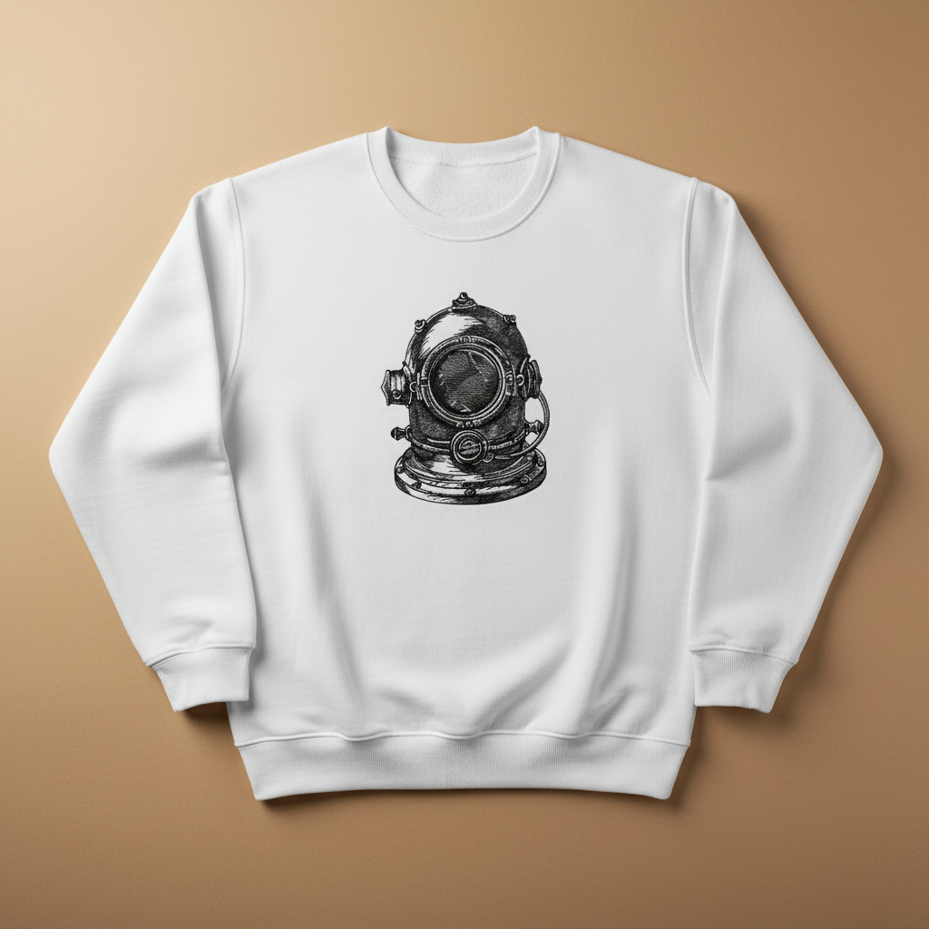 Nautical Helmet Machine Embroidered Sweatshirt – Hand Finished in Dubai | EmbroMania