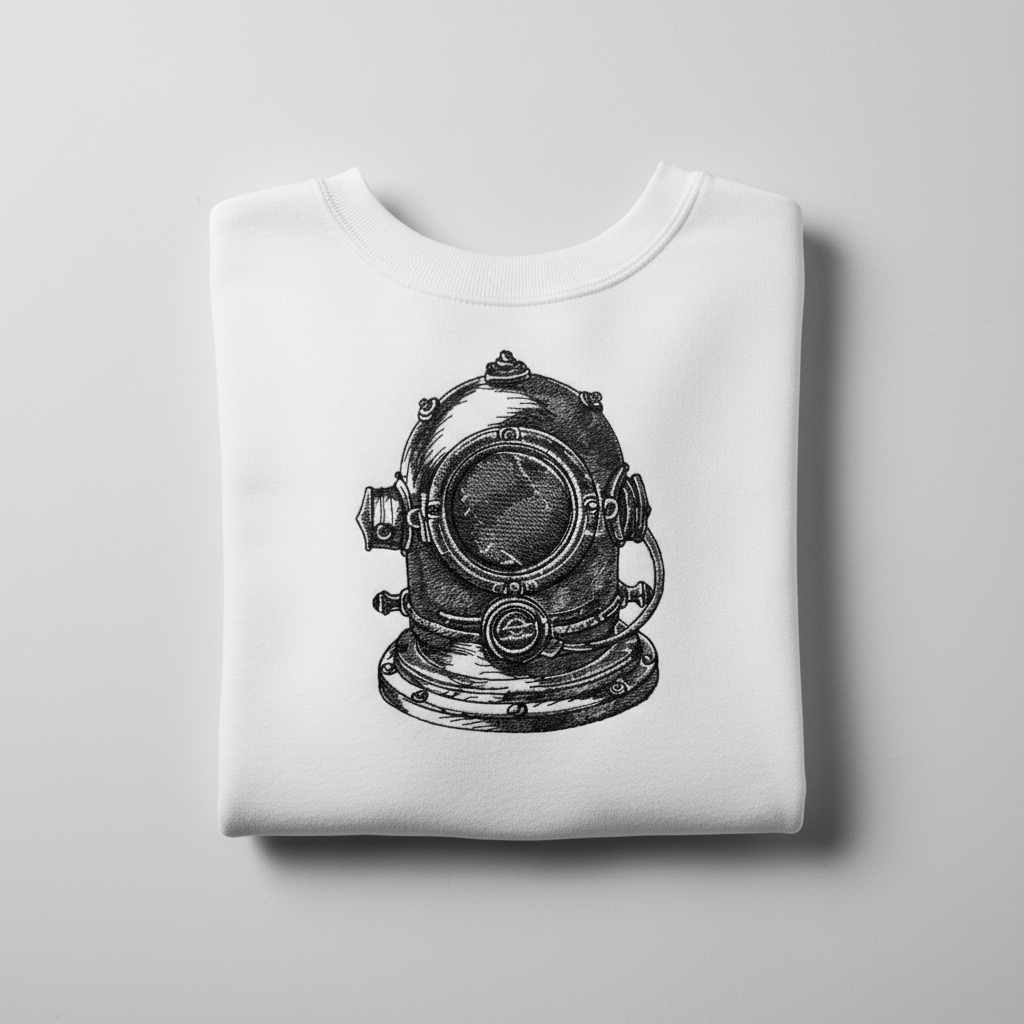 Nautical Helmet Machine Embroidered Sweatshirt – Hand Finished in Dubai | EmbroMania