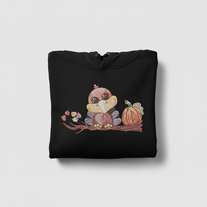Turkey &amp; Pumpkin Machine Embroidered Sweatshirt – Hand Finished in Dubai | EmbroMania