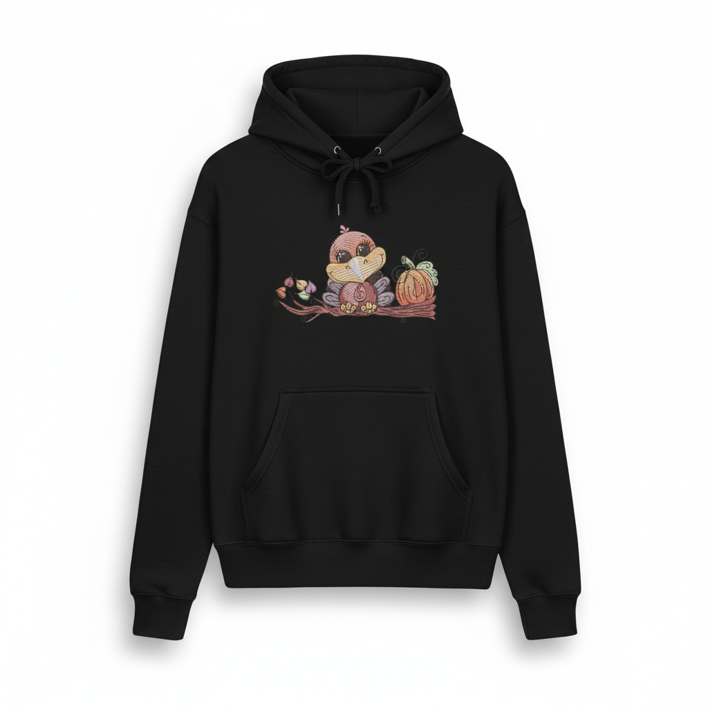 Turkey &amp; Pumpkin Machine Embroidered Sweatshirt – Hand Finished in Dubai | EmbroMania