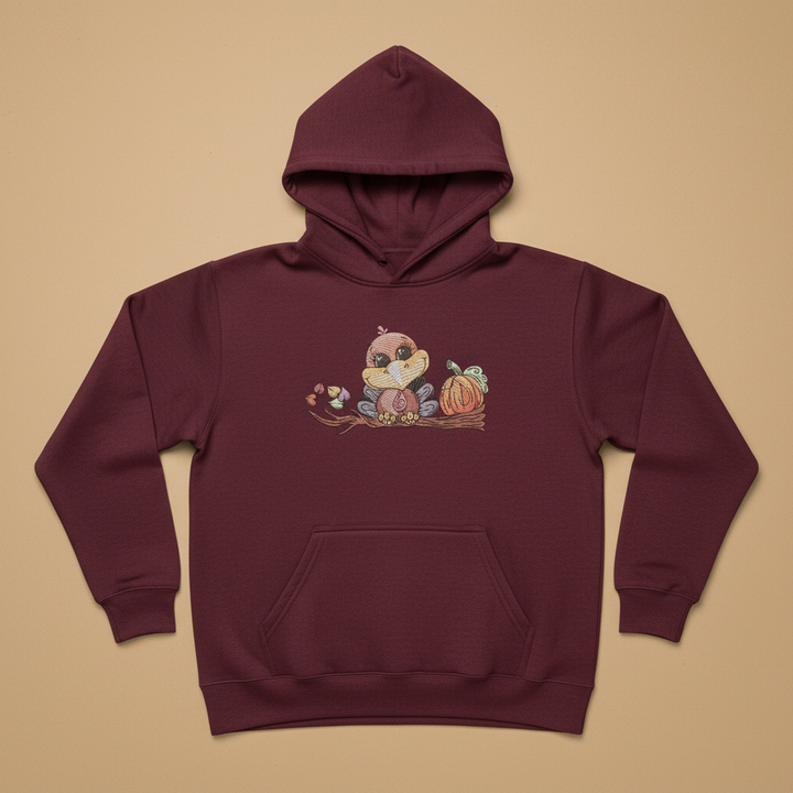 Turkey &amp; Pumpkin Machine Embroidered Sweatshirt – Hand Finished in Dubai | EmbroMania