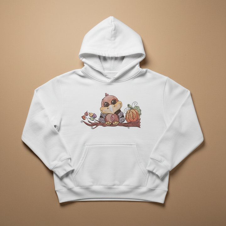 Turkey &amp; Pumpkin Machine Embroidered Sweatshirt – Hand Finished in Dubai | EmbroMania