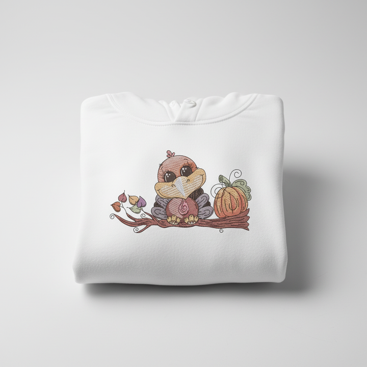 Turkey &amp; Pumpkin Machine Embroidered Sweatshirt – Hand Finished in Dubai | EmbroMania