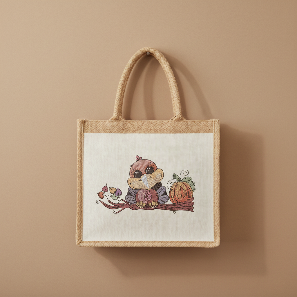 Turkey &amp; Pumpkin Machine Embroidered Sweatshirt – Hand Finished in Dubai | EmbroMania
