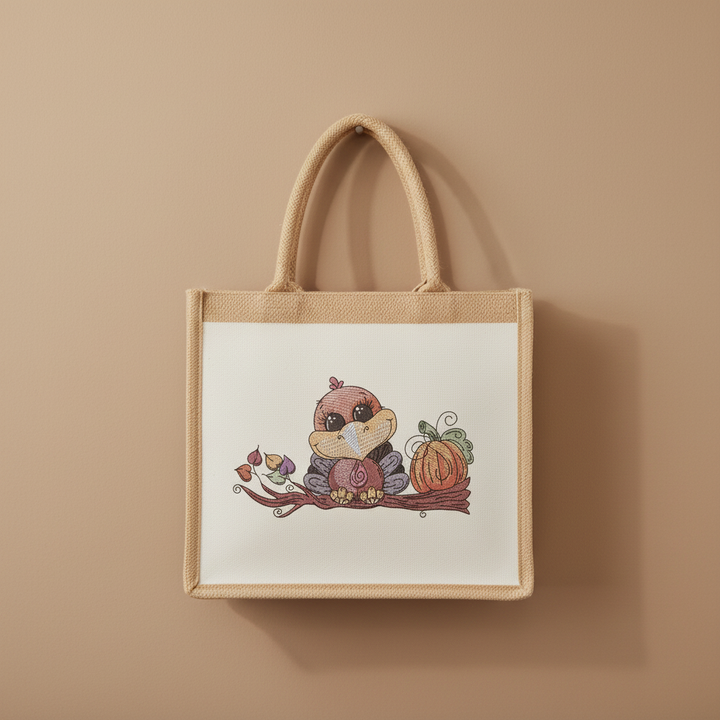 Turkey &amp; Pumpkin Machine Embroidered Sweatshirt – Hand Finished in Dubai | EmbroMania