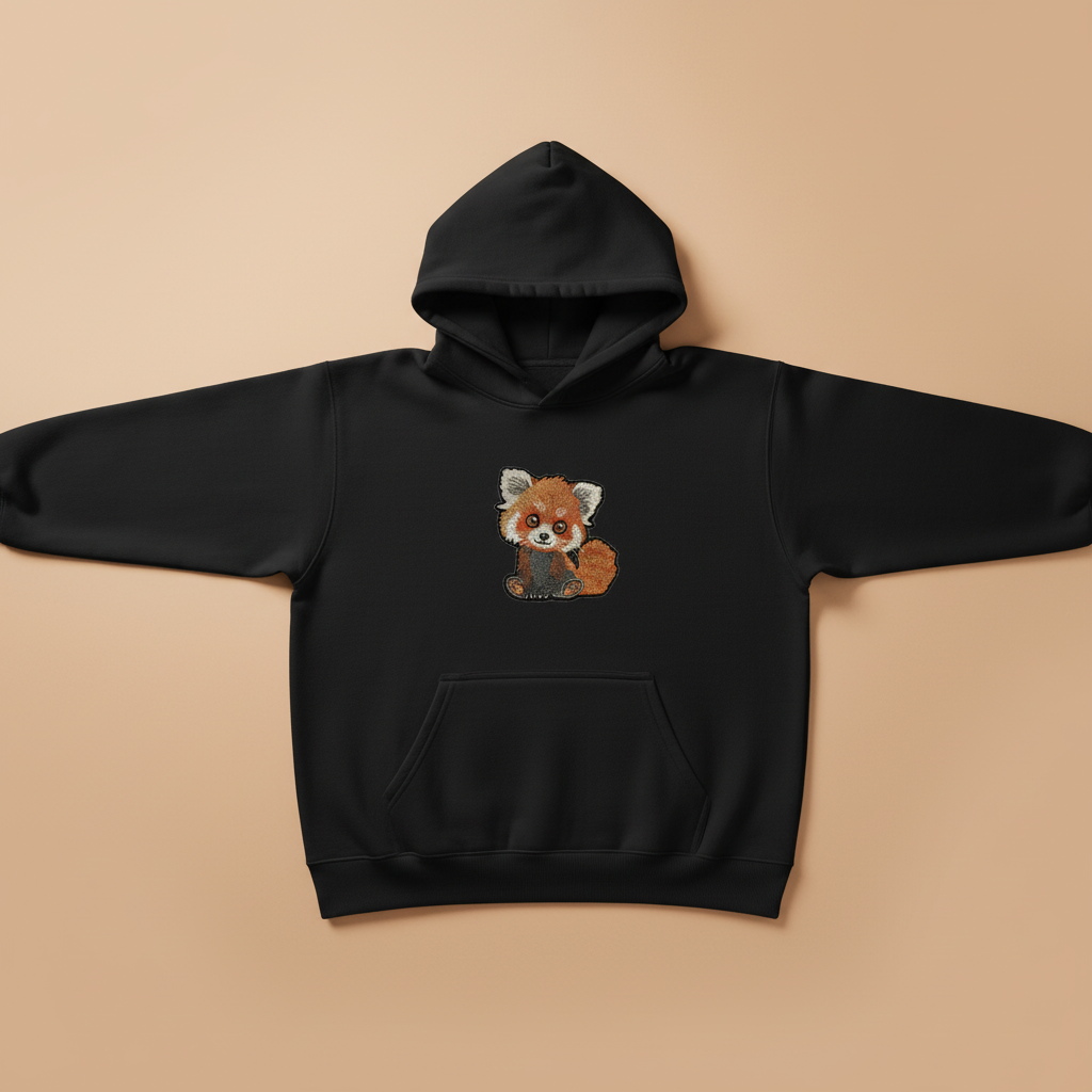 Kawaii Red Panda — Embroidered Hoodie