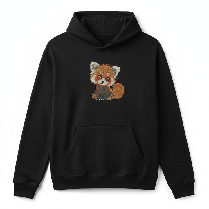 Kawaii Red Panda Machine Embroidered Hoodie – Hand Finished in Dubai | EmbroMania