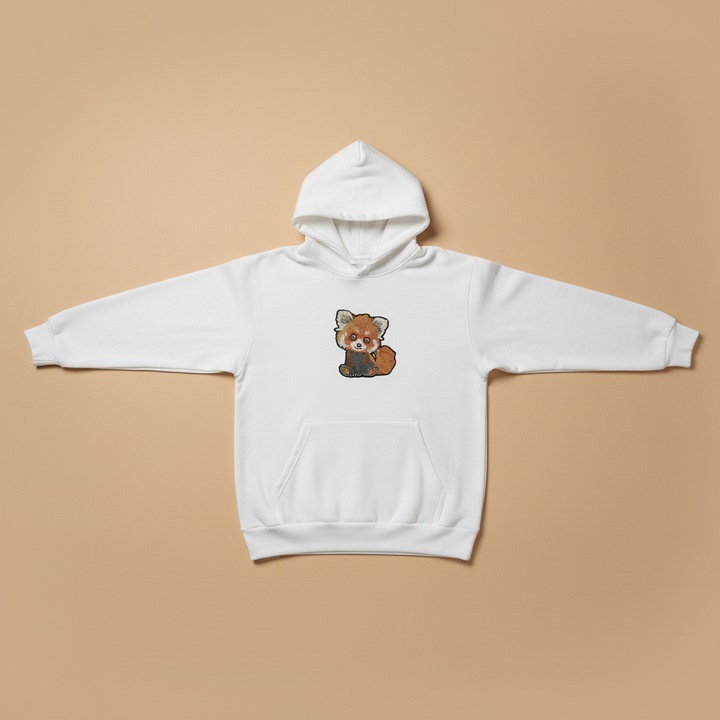 Kawaii Red Panda Machine Embroidered Hoodie – Hand Finished in Dubai | EmbroMania